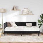 vidaXL Cadre de lit d'angle avec matelas Noir 100 x 200 cm Velours
