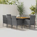 vidaXL Mobilier à dîner d'extérieur 9 Pièces Résine tressée Gris