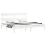 vidaXL Cadre de lit avec tête de lit blanc Super King Size bois massif