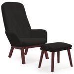 vidaXL Chaise de relaxation avec repose-pied Noir Velours