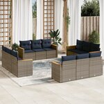 vidaXL Salon de jardin avec coussins 12 Pièces gris résine tressée