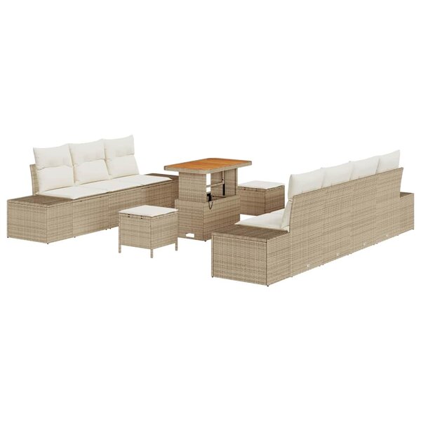 vidaXL Ensemble de canapé de jardin avec coussin 10 Pièces Beige et crème