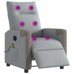 vidaXL Fauteuil de massage inclinable électrique gris clair tissu