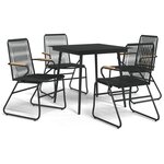 vidaXL Ensemble à manger de jardin 5 Pièces Noir Rotin PVC