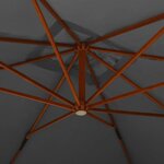 vidaXL Parasol de jardin en porte-à-faux avec mât en bois anthracite