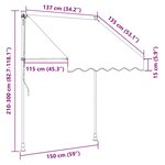vidaXL Auvent rétractable anthracite 150x150 m tissu et acier