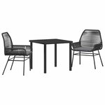 vidaXL Ensemble de salle à manger pour jardin 3 Pièces Noir polyrotin