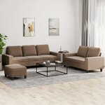 vidaXL Ensemble de canapés 3 Pièces marron tissu