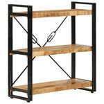 vidaXL Bibliothèque 3 niveaux 77x30x80 cm bois massif manguier et fer