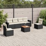 vidaXL Salon de jardin 7 Pièces avec coussins noir résine tressée