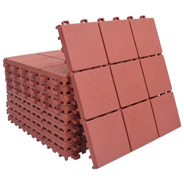 vidaXL Carreaux de terrasse 10 Pièces Rouge 30 5x30 5 cm Plastique