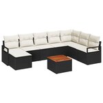 vidaXL Ensemble de canapé de jardin 9 Pièces Noir  blanc