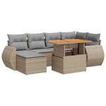 vidaXL Salon de jardin avec coussins 7 Pièces beige résine tressée