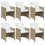 vidaXL Ensemble à dîner de jardin coussins 7 Pièces Résine tressée Beige
