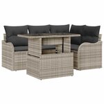 vidaXL Ensemble de canapé de jardin 5 Pièces Gris clair Poly rotin