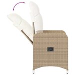 vidaXL Chaise inclinable de jardin avec coussins beige résine tressée