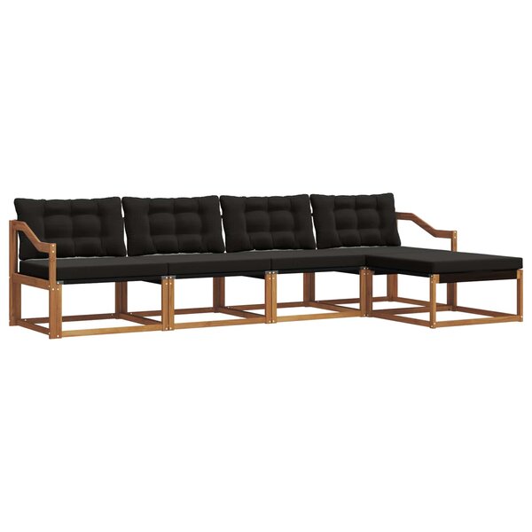 vidaXL Ensemble de canapés d'extérieur 5 pc Naturel et Noir