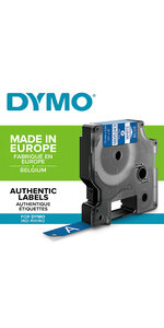 DYMO Rhino - Etiquettes Industrielles Vinyle 12mm x 5.5m - Blanc sur Bleu