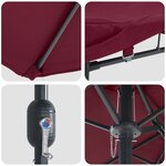 vidaXL Parasol de jardin Rouge bordeaux 385 x 209 x 244 cm tissu
