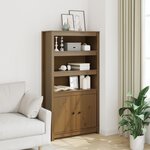vidaXL Buffet haut Marron miel 80x35x154 cm Bois massif de pin
