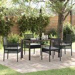 vidaXL Ensemble de salle à manger pour jardin 5 Pièces Noir Poly rotin