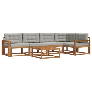 vidaXL Ensemble de canapés d'extérieur 6 Pièces Naturel et gris clair