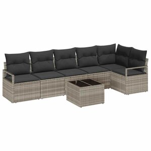 vidaXL Ensemble de canapé de jardin 7 Pièces Gris clair Poly rotin