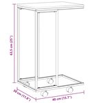 vidaXL Table d'appoint avec roues Noir 40x30x63 5 cm Bois d'ingénierie