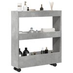 vidaXL Chariot de rangement étroit 3 niveaux gris béton