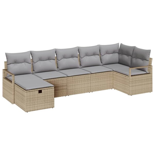 vidaXL Ensemble de canapé de jardin 7 Pièces beige et gris clair