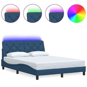 vidaXL Cadre de lit avec LED sans matelas bleu 140x190 cm tissu