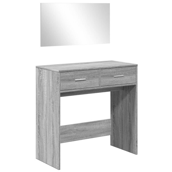 vidaXL Coiffeuse avec miroir sonoma gris 80x39x80 cm
