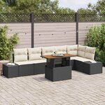 vidaXL Ensemble de salle à manger pour jardin Manuel 7 Pièces Noir  Crème