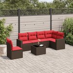 vidaXL Salon de jardin avec coussins 7 Pièces marron résine tressée