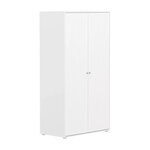 Flexa SAGA Armoire 2 portes a facades rainurees Blanche Boutons en chene