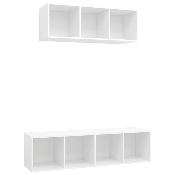 vidaXL Ensemble de meuble TV 2 Pièces Blanc Aggloméré