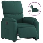 vidaXL Fauteuil inclinable électrique Vert foncé Tissu