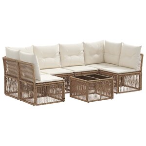 vidaXL Ensemble de canapé de jardin 7 Pièces Beige polyrotin