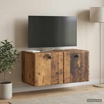 vidaXL Meuble TV mural 59 5 x 31 x 30 cm Bois ancien Bois d'ingénierie