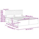 vidaXL Cadre de lit avec tête de lit Noir 160 x 200 cm Pin massif