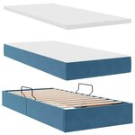 vidaXL Lit de Rangement avec matelas Bleu foncé 100 x 200 cm Velours