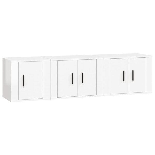vidaXL Ensemble de meubles TV 3 Pièces Blanc brillant Bois d'ingénierie