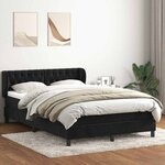 vidaXL Sommier à lattes de lit avec matelas noir 140x210 cm velours
