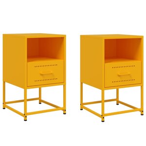 vidaXL Tables de chevet 2 Pièces jaune moutarde 36x39x60 5 cm acier