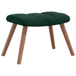 vidaXL Chaise de relaxation avec repose-pied Vert foncé Velours