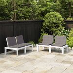 vidaXL Bancs de salon de jardin avec coussins 2 Pièces Plastique Blanc