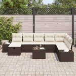 vidaXL Ensemble de canapé de jardin 9 Pièces Marron Poly rotin