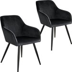 Tectake 2 Chaises MARILYN Design en Velours Style Scandinave - noir
