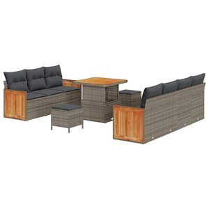 vidaXL Ensemble de canapé de jardin avec coussin 13 Pièces Gris polyrotin