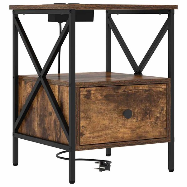 vidaXL Cabinet de chevet avec tiroir Chêne fumé 41 5 x 40 5 x 55 cm